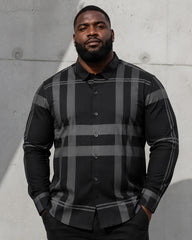 M-4XL Business Classic Plaid Men's Long Sleeve Shirt