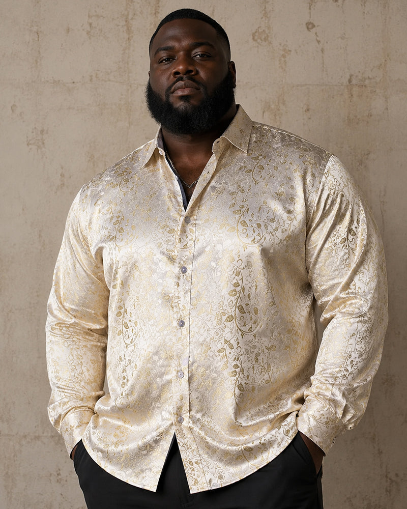 Big & Tall Men's Dark Jacquard Long Sleeve Shirt