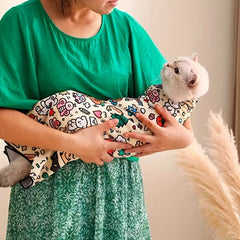 1pc Self-Adhesive Magic Wrap Cat Carrier Blanket - Cartoon Doodle Design with Stars, Clouds & Animals, Scratch-Resistant Escape-Proof Pet Wrap for Feeding, Grooming & Travel, Easy No-Roll Application, Grooming