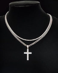 Big & Tall Men's Hip Hop Twist Chain Necklace & Rhinestone Cross