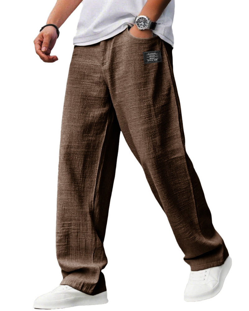 S-5XL Men's Casual Cotton Linen Loose Straight Pants