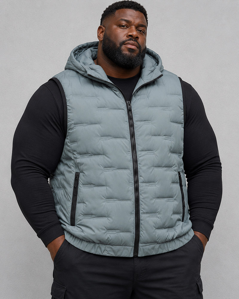 M-8XL Men's Plus Size Warm Cotton Hooded Sleeveless Jacket Vest