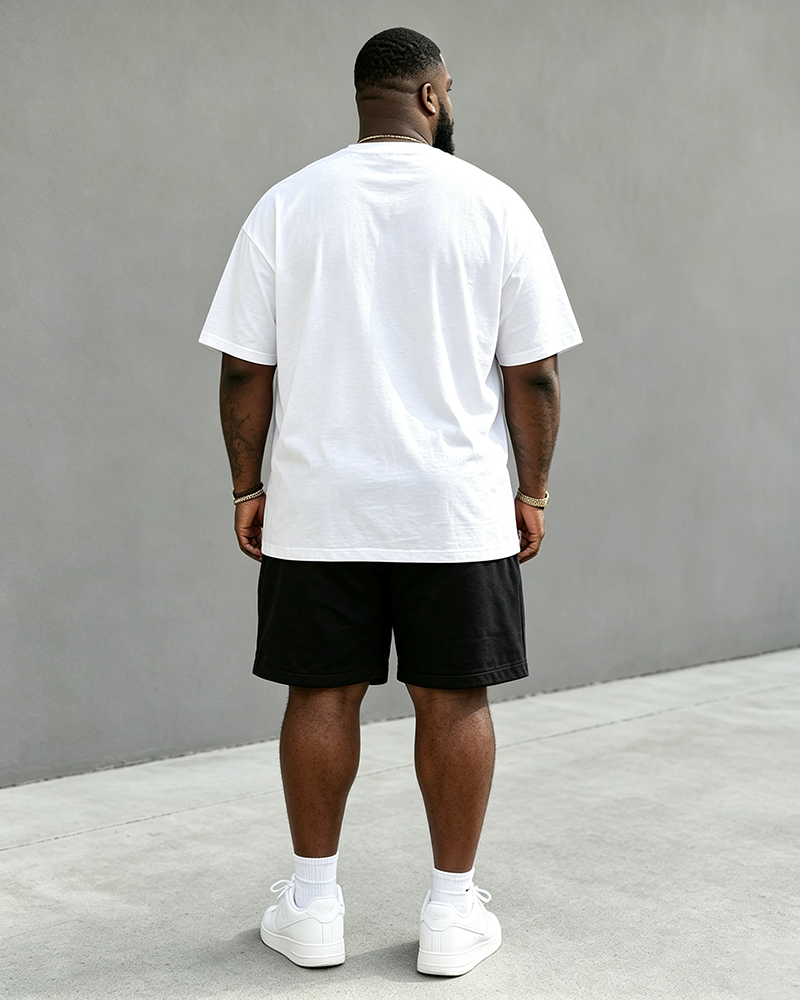 Big & Tall Men's OG Drop Letter Print Round Neck Short Sleeve T-Shirt Shorts Set