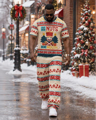 Big & Tall Men's Funny Christmas Put Your Nuts in My Mouth T-Shirt And Pants Set