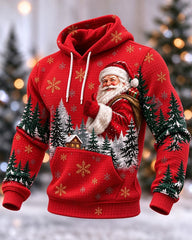 Big & Tall Men's Santa Forest Waffle-Knit Hoodie