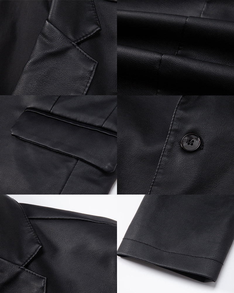 Big & Tall Men's Casual Slim Leather Jacket M-5XL