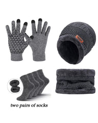 Winter Warm Scarf Gloves Socks Hat 5-piece Set Of Touch Screen For Men And Women