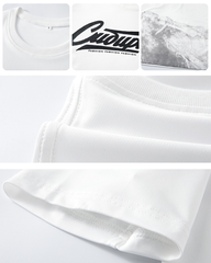 M-8XL Mountains Letter-Print Short-Sleeve Tee
