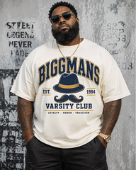 Big & Tall Men's American Academy Style Biggmans Top Hat Printed Round Neck Short Sleeve T-Shirt