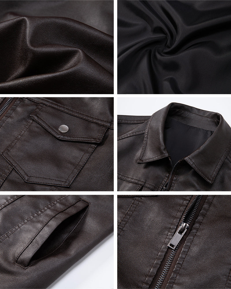 Big & Tall Men's Leather Plus Velvet Padded Motorcycle Jacket Coat M-5XL