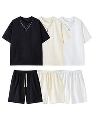 M-5XL Men's Summer Texture Jacquard Sport 2-piece Set