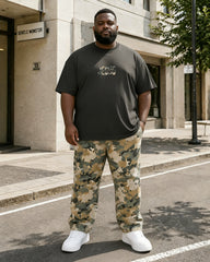 Big & Tall Men's Camouflage Alphabet Print T-Shirt Pants Set