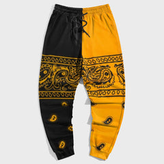 Street Style Big Men's Casual Vintage Splicing Style Paisley Trousers