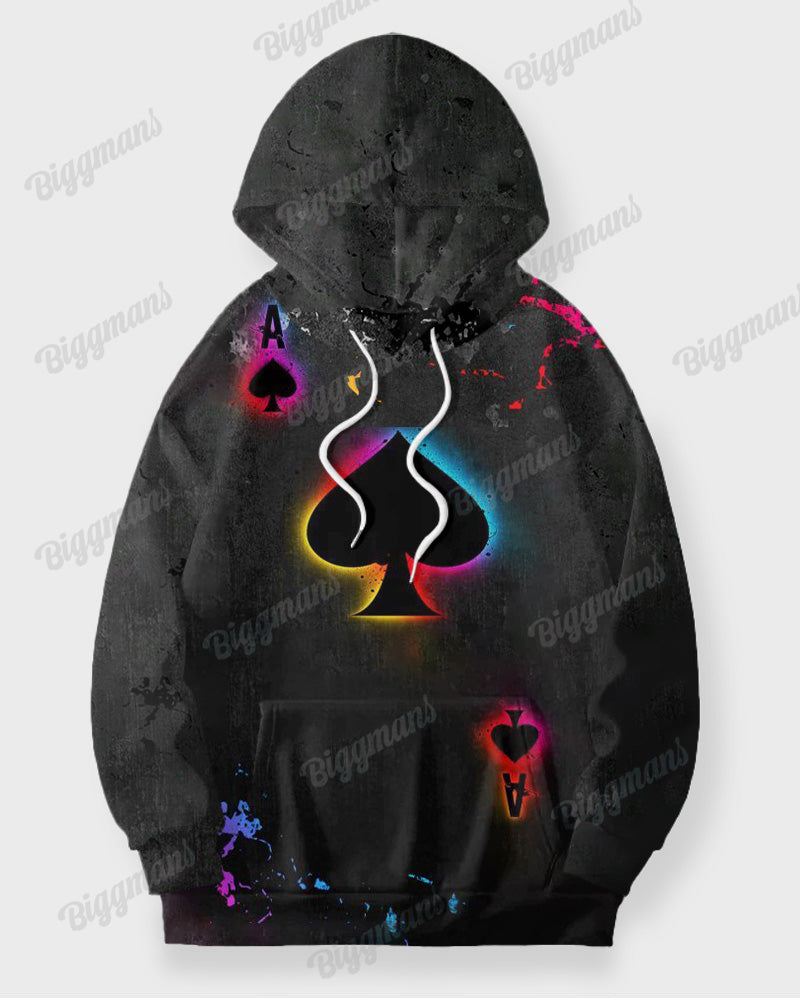 Couple Big and Tall Casual Couple Outfit Poker A Gradient Color Hoodie Set
