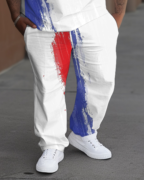 Men's Plus Size Street Fashion Graffiti But God Letter Print T-Shirt Trousers Suit
