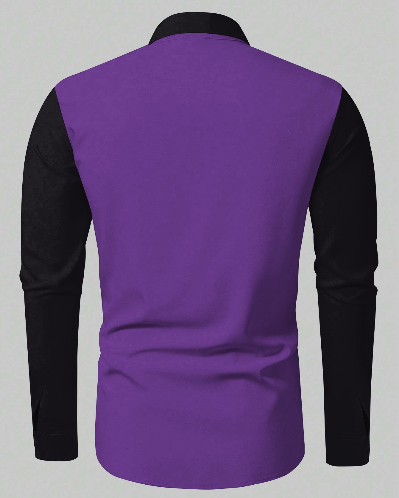 Men's Plus Size Striped Purple Contrast Color Long Sleeve Lapel Shirt