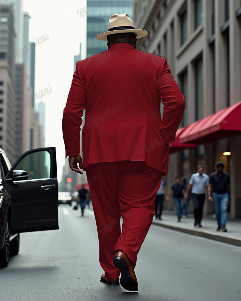 Men's Big and Tall Solid Color Blazer Trousers Suit