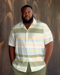 Big Men's Color Block Short Sleeve 2 Piece Walking Set