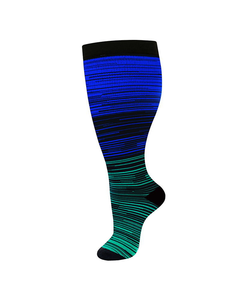 2XL-4XL Gradient Striped Running Fitness Compression Socks, For Obese Men And Women Sports Socks