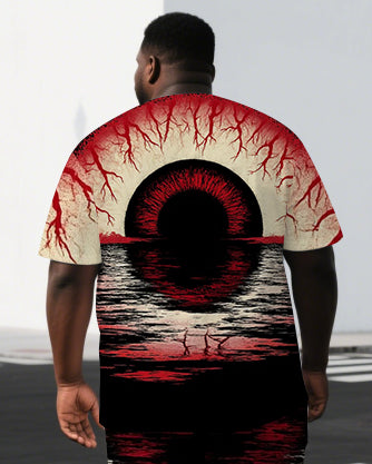 Red Eye Ignite Your Inner Fire Big & Tall Men's Hell Print Laid Back Short Sleeve T-shirt 2-Piece Set