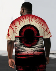 Red Eye Ignite Your Inner Fire Big & Tall Men's Hell Print Laid Back Short Sleeve T-shirt 2-Piece Set
