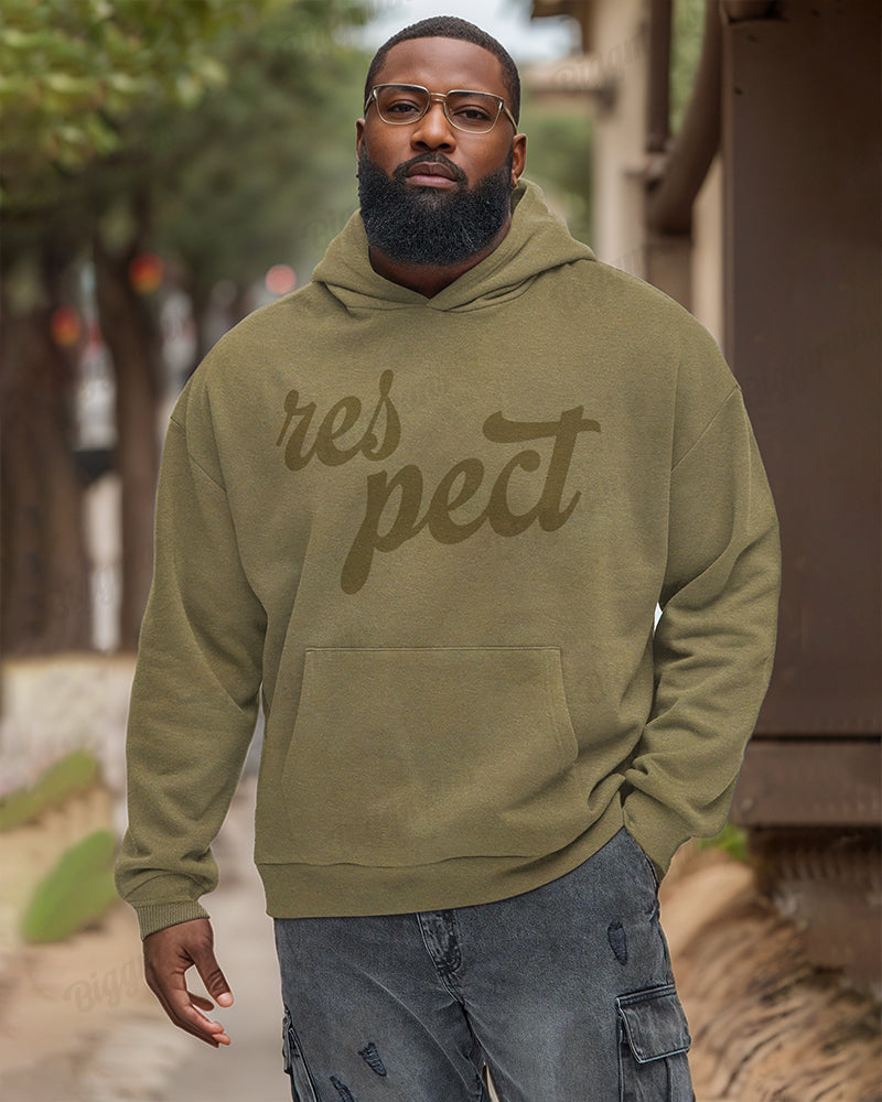 Respect Text Print Men's Loose Oversized Hoodie