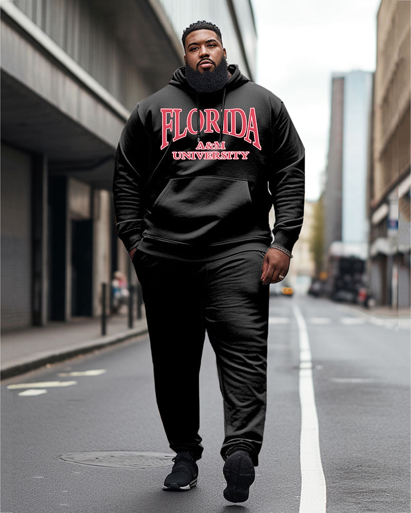 Men's Plus Size Florida A&M University Style Hoodie and Sweatpants Two Piece Set