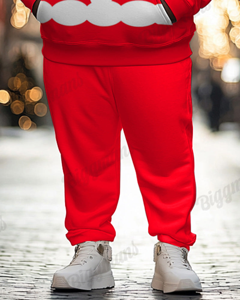 Men's Christmas Santa Cosplay Big and Tall Hoodie Sweatpants 2-Piece Set