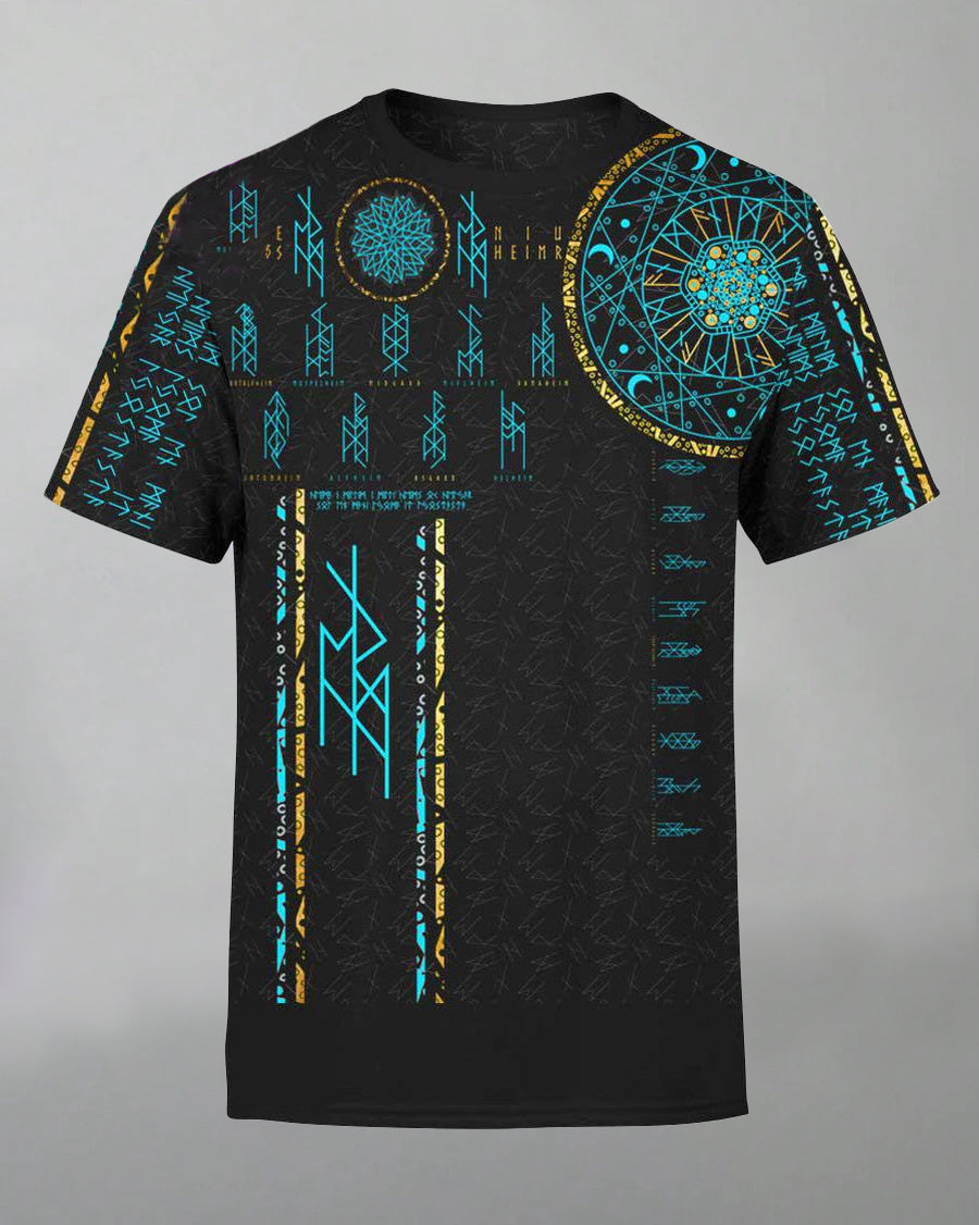 Men's Plus Size Nine Worlds Print T-Shirt Shorts Suit