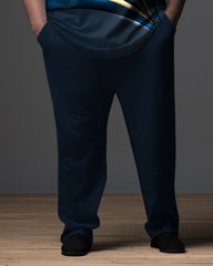 Big Men's Ombre Art  Gentleman Business Polo Zipper Shirt and Pants Two-piece Set