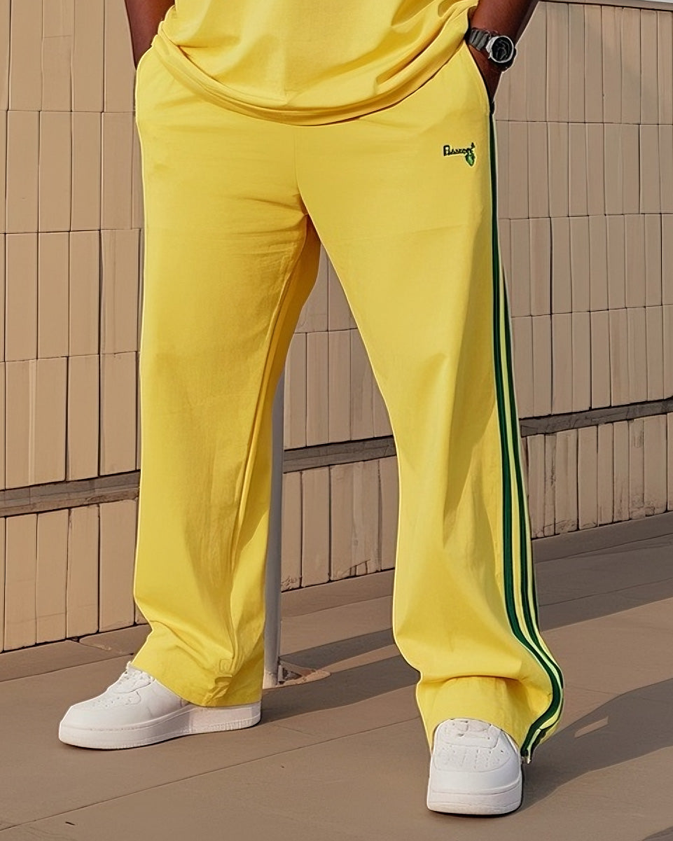 Big Boy Casual Sports Football Style Fans Striped Crewneck Short Sleeve T-Shirt Trousers
