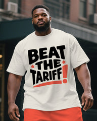 Big Men's Street Fashion BEAT THE TARIFF Printed Casual Short Sleeve T-Shirt Shorts 2-Piece Suit