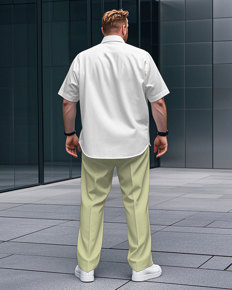 Men's Plus Size Casual Geometric Elephant Short Sleeve Shirt Trousers Suit