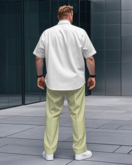 Men's Plus Size Casual Geometric Elephant Short Sleeve Shirt Trousers Suit