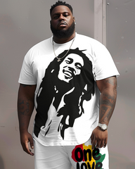 Big Men's Reggae Music One Love T-Shirt Shorts Set