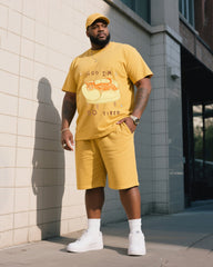 Big Man's Daily Casual Cute Cat Short Sleeve T-shirt Shorts Suit