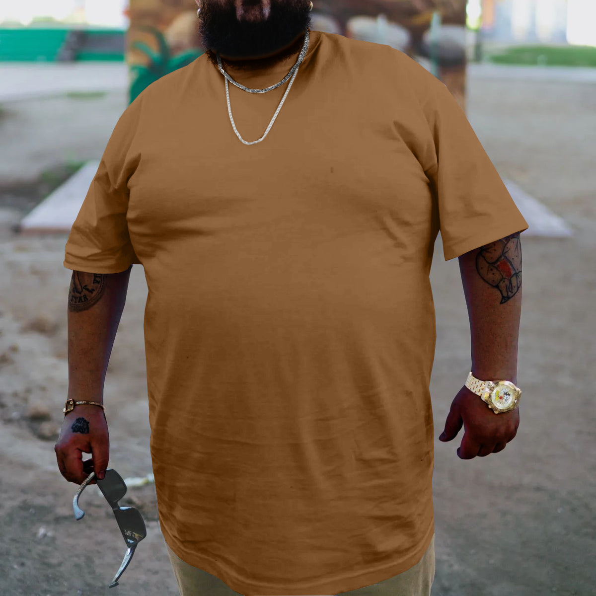 Big and Tall Men's Solid Color Crew Neck Short Sleeve T-Shirt