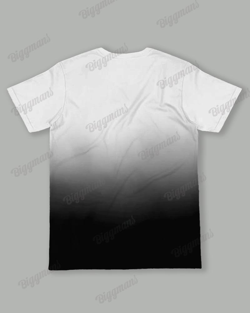 Men's Plus Size Black And White Gradient K Letter Print T-shirt Trousers Suit
