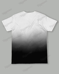 Men's Plus Size Black And White Gradient K Letter Print T-shirt Trousers Suit