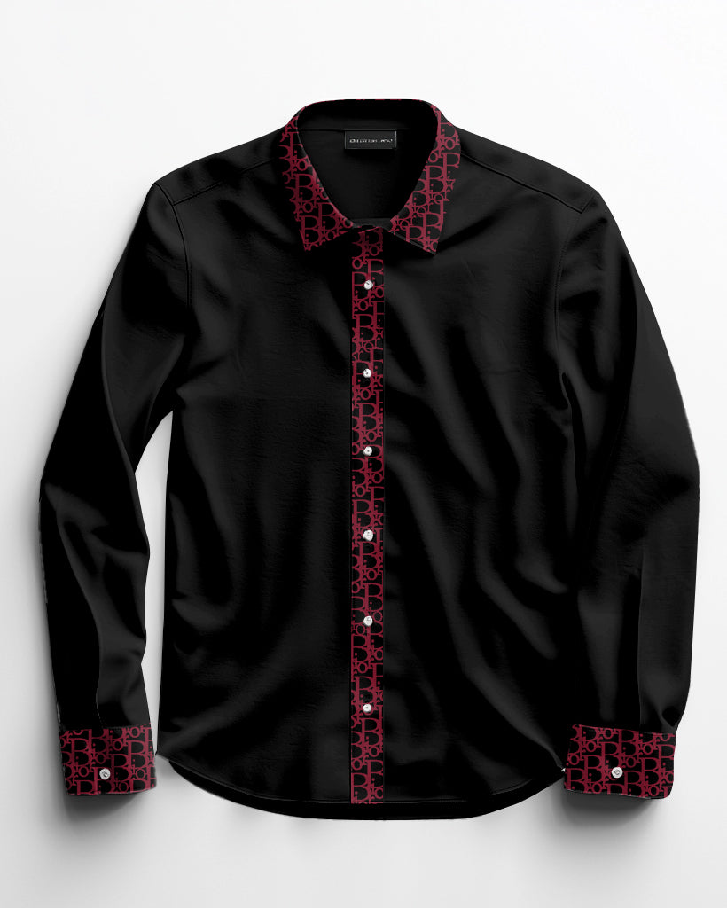 100% Cotton Featured Patchwork Lapel Long Sleeve Shirt Big Guys