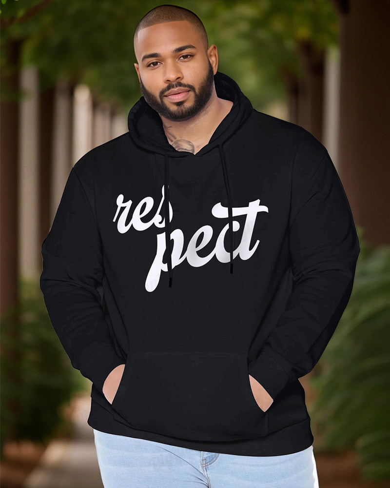 Respect Text Print Men's Loose Oversized Hoodie