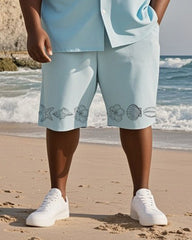 Big & Tall Men's Hawaiian Vacation Purple Gradient Line Print Shirt Shorts Suit