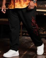 Big Boy Essential 2025 Fashion Popular Art Flame Burn Mark Long Sleeve Shirt Trousers Suit