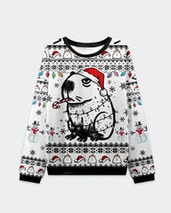 Big & Tall Men's Christmas Capybara Graffiti-Print Crewneck Ugly Sweater