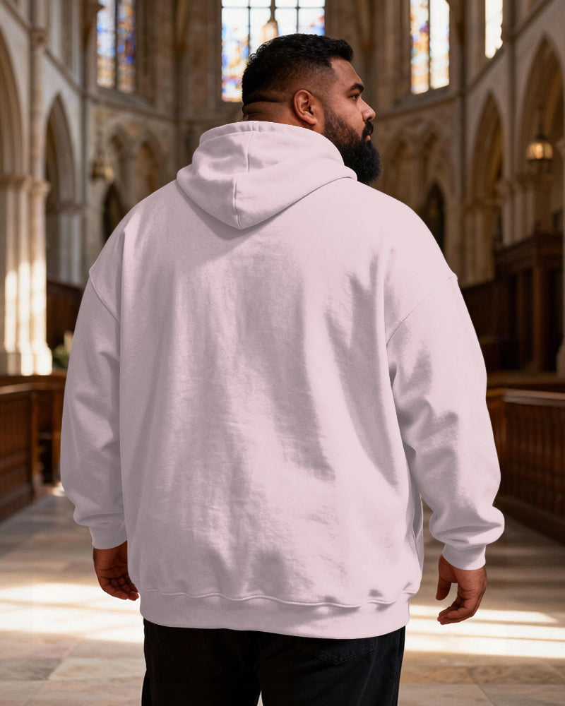 Big & Tall Men's Jesus Paid It All Cross Faith Letter Print Hoodie