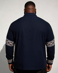 Big & Tall Men's African Style Diamond Arrow Print Long Sleeve Shirt
