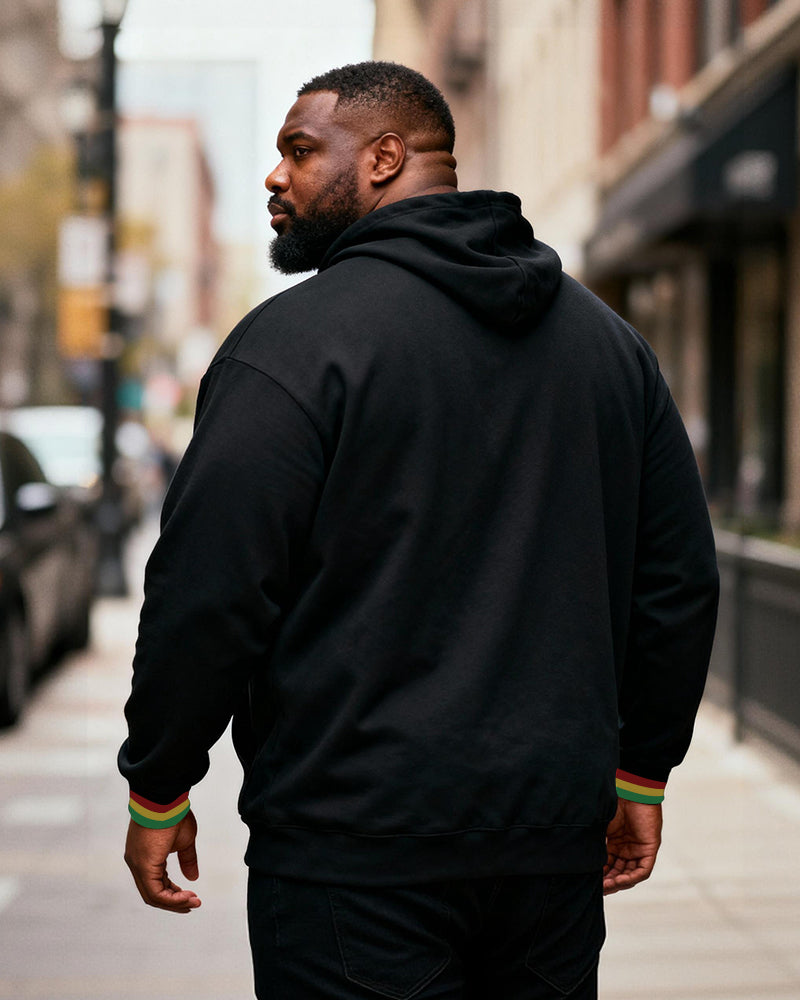 Big & Tall Men's "clenched Fist ECG Green Yellow Red Contrast" Equality Is Greater Than Differences "printed Hoodie