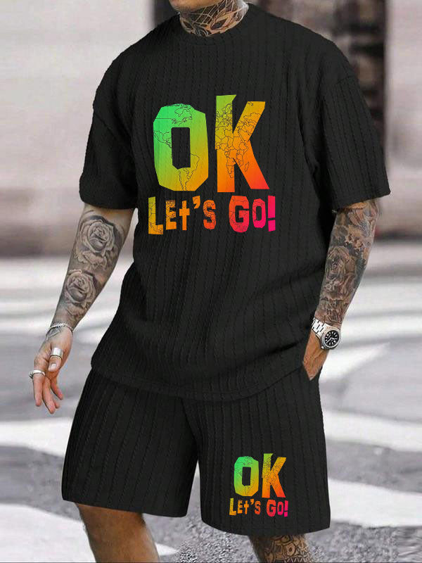 OK LET'S GO Gradient Map Print Texture Pattern Large Size Set