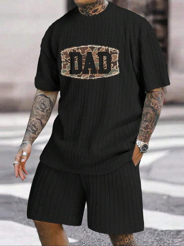 Camouflage DAD Letter Print Texture Large Size Holiday Suit