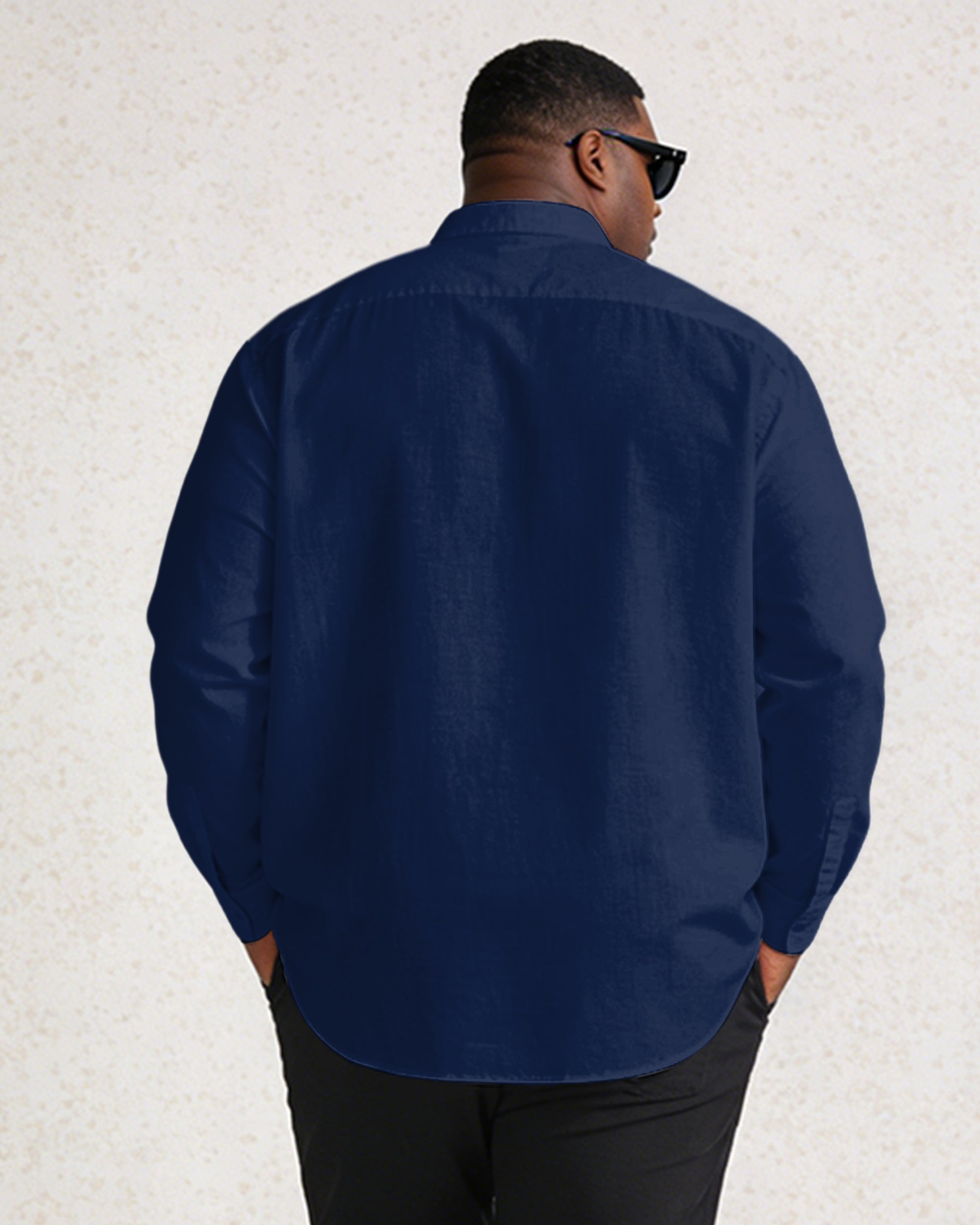Men's Plus Size Royal Blue Music Festival Carnival Long Sleeve Lar Shirt